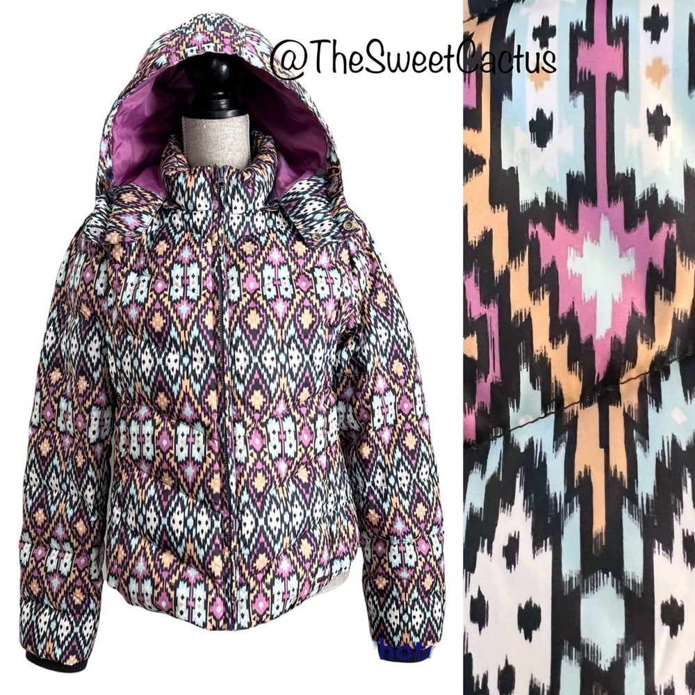 Levi’s Puffer Jacket Aztec Southwest Print Hooded Coat Large